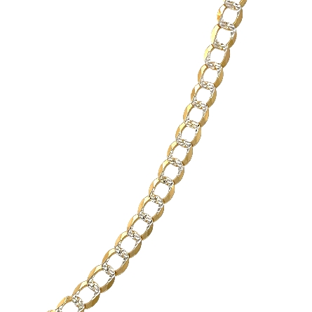 14K Yellow and White Gold Estate Diamond Cut Curb Link Chain 24inch 9.1dwt 