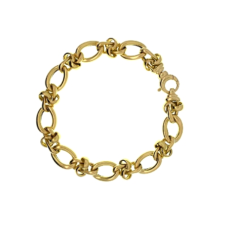 18K Yellow Gold Estate  Fancy Link Bracelet w/1 Hidden Ruby 8inch 10.9dwt 