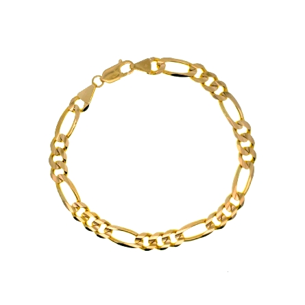 14K Yellow Gold Estate Figaro Link Bracelet 8inch 10.3dwt