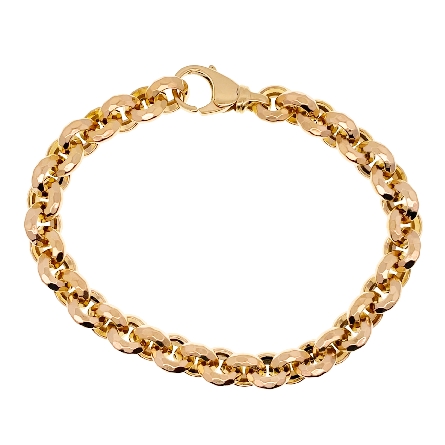 14K Yellow Gold Estate 7.25inch Hammered Round Link Bracelet 7.4dwt