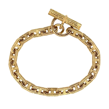 18K Yellow Gold Estate Hermes Vintage George LEnfant Chaine DAncre Braided Link Chain Bracelet 8.25inch No Box Serial#8352 24.3dwt