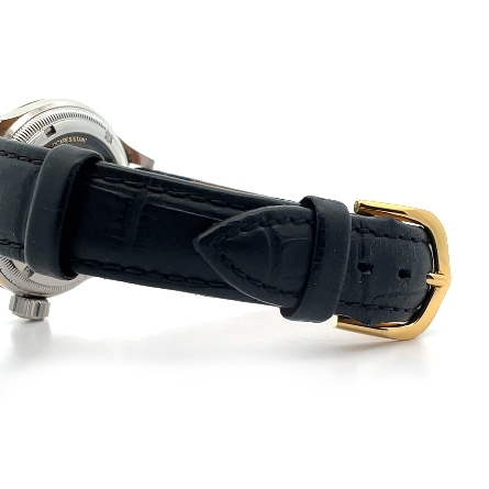 Stainless Steel Estate Oris 17 Jewels Automatic Black and Brown Dial w/Black Leather Strap Watch 