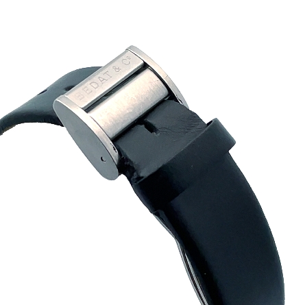 Stainless Steel Estate Bedat & Co. Geneve Square Black Dial Watch w/Black Leather Bracelet Strap No Box