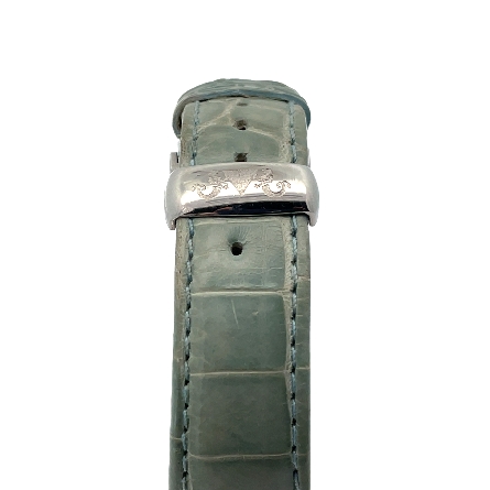 .800 Silver Estate Van Der Bauwede Blue Chronograph Dial Watch w/Blue Strap and Diamond Case No Box/Papers