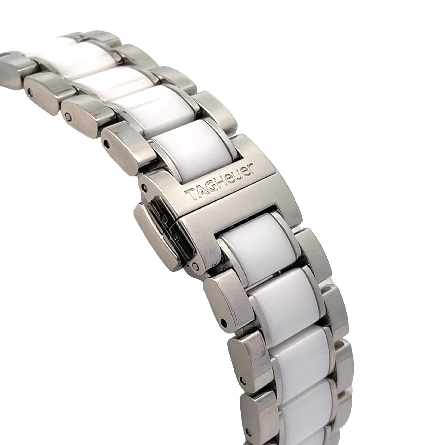 Ceramic and Stainless Steel Estate Tag Heuer Ladies Formula 1 White Chronograph Dial Diamond Markers Diamond Case Watch NoBox/Paper  (CAH1213.BA0863)