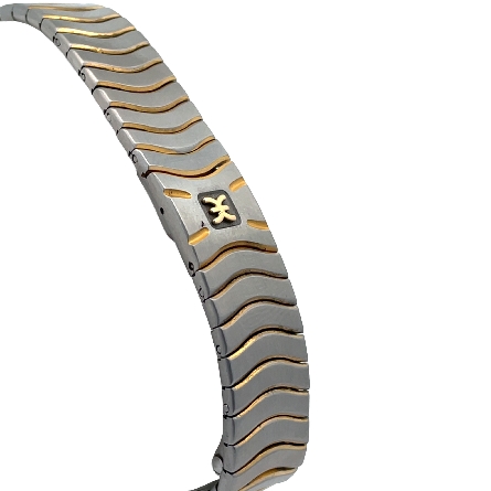 Stainless Steel and 24K Yellow Electroplated Gold Estate Ebel Gray Dial Wave Watch 