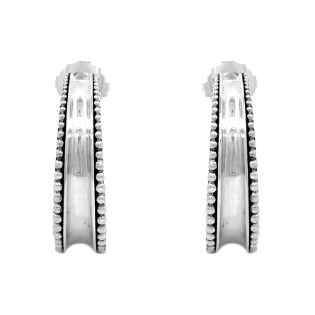 Sterling Silver and 18K Yellow Gold Estate Lagos Caviar Tapered Hoop Earrings 14.2dwt