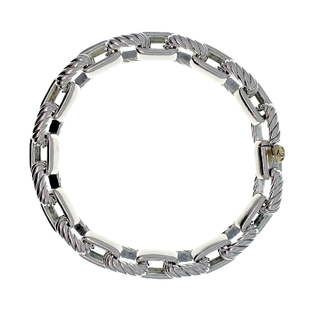 Sterling Silver and 18K Yellow Gold Estate David Yurman Rectangle Link Bracelet 8.5inch 32.0dwt 