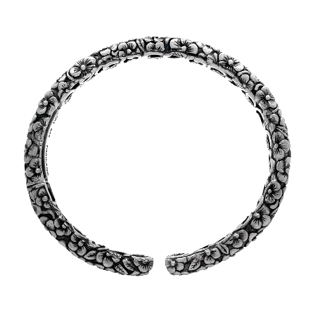 Sterling Silver Estate JAI Floral Hinged Cuff Bangle Bracelet 21.7dwt