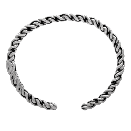 Sterling Silver Estate JAI Twist Hinged Cuff Bangle Bracelet 16.1dwt